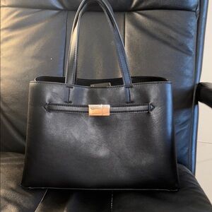 Elegant Black Leather Tote Bag